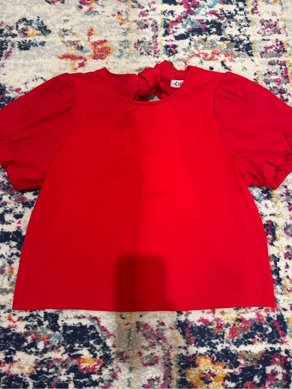 Nanette Lepore Red Puff Sleeve Short Sleeve Tee